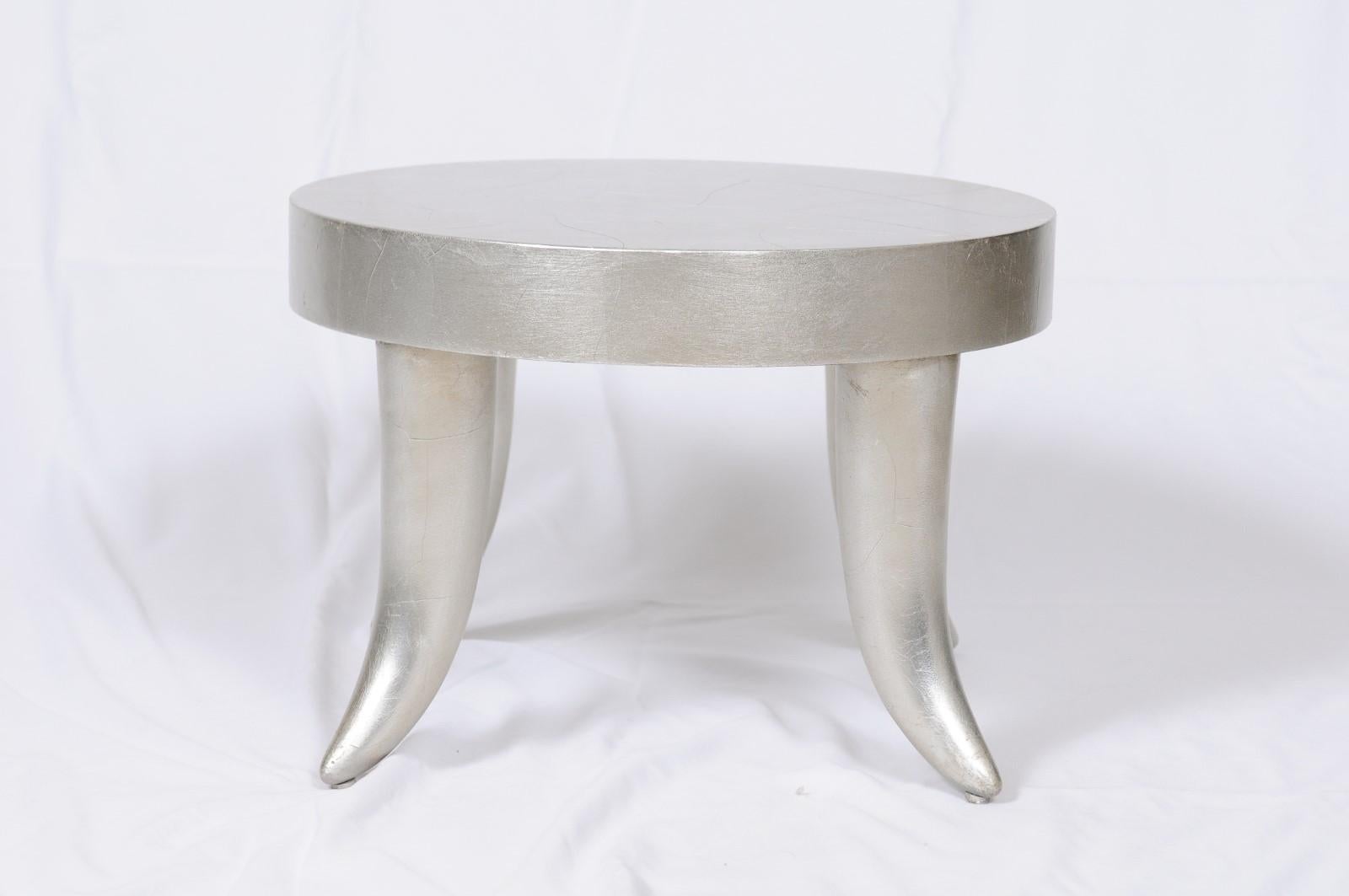 Late 20th Century Vintage Silver Leaf Tusk Stool by Bill Sofield for Baker