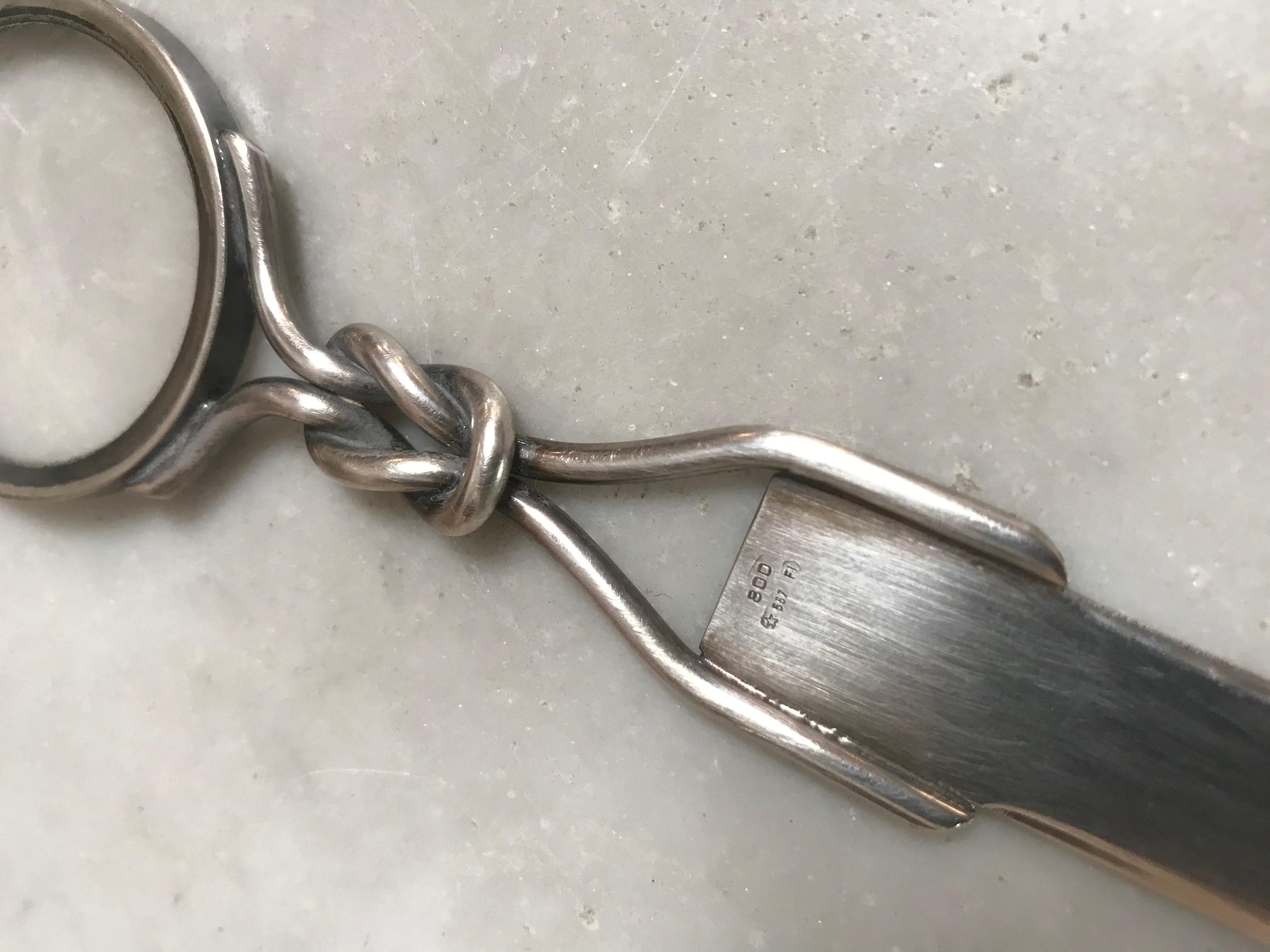 Late 20th Century Vintage Silver Letter Opener with Magnifying Glass, Italy, 1980s