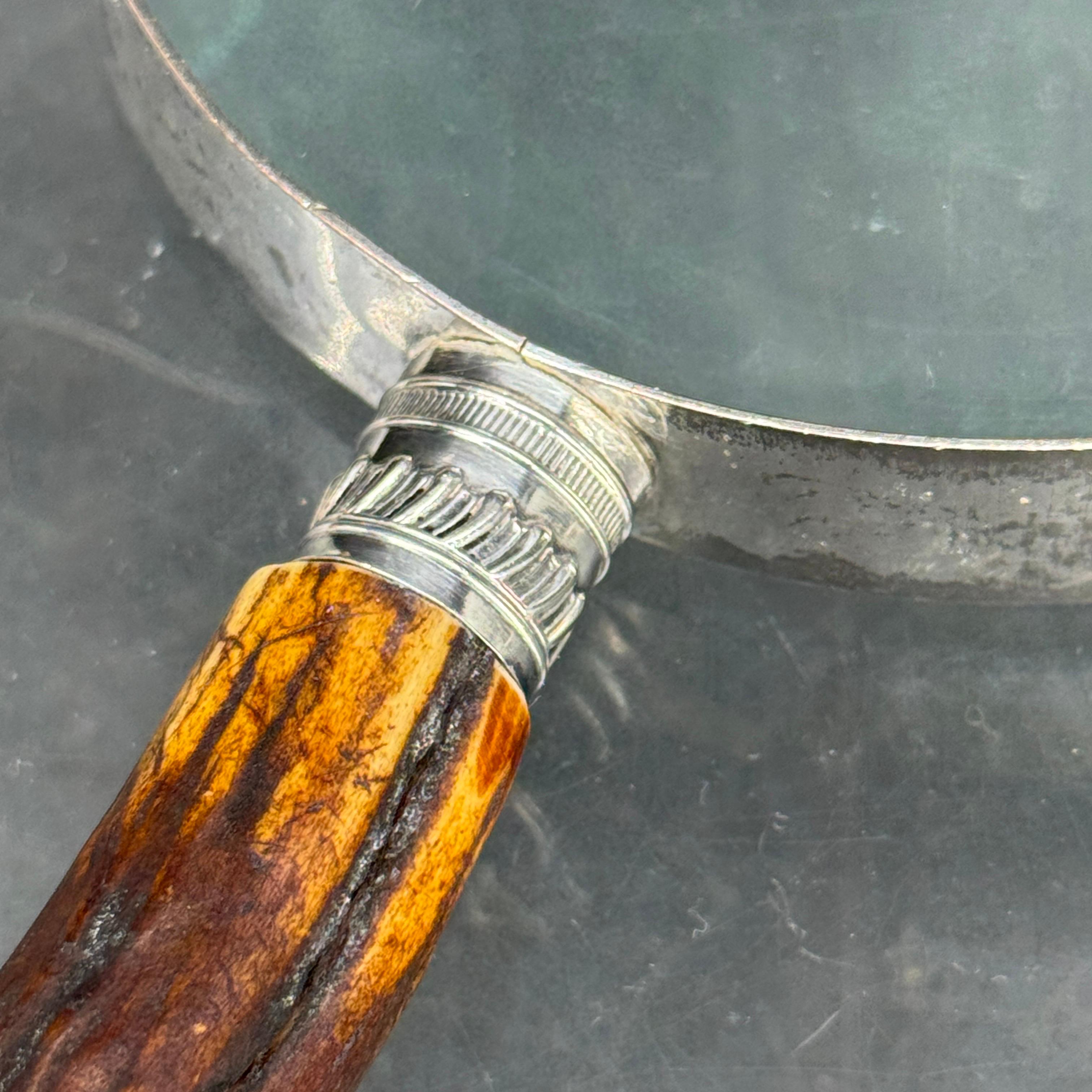 Lupa vintage de plata con mango de cuerno de antílope en Bueno estado para la venta en Haddonfield, NJ