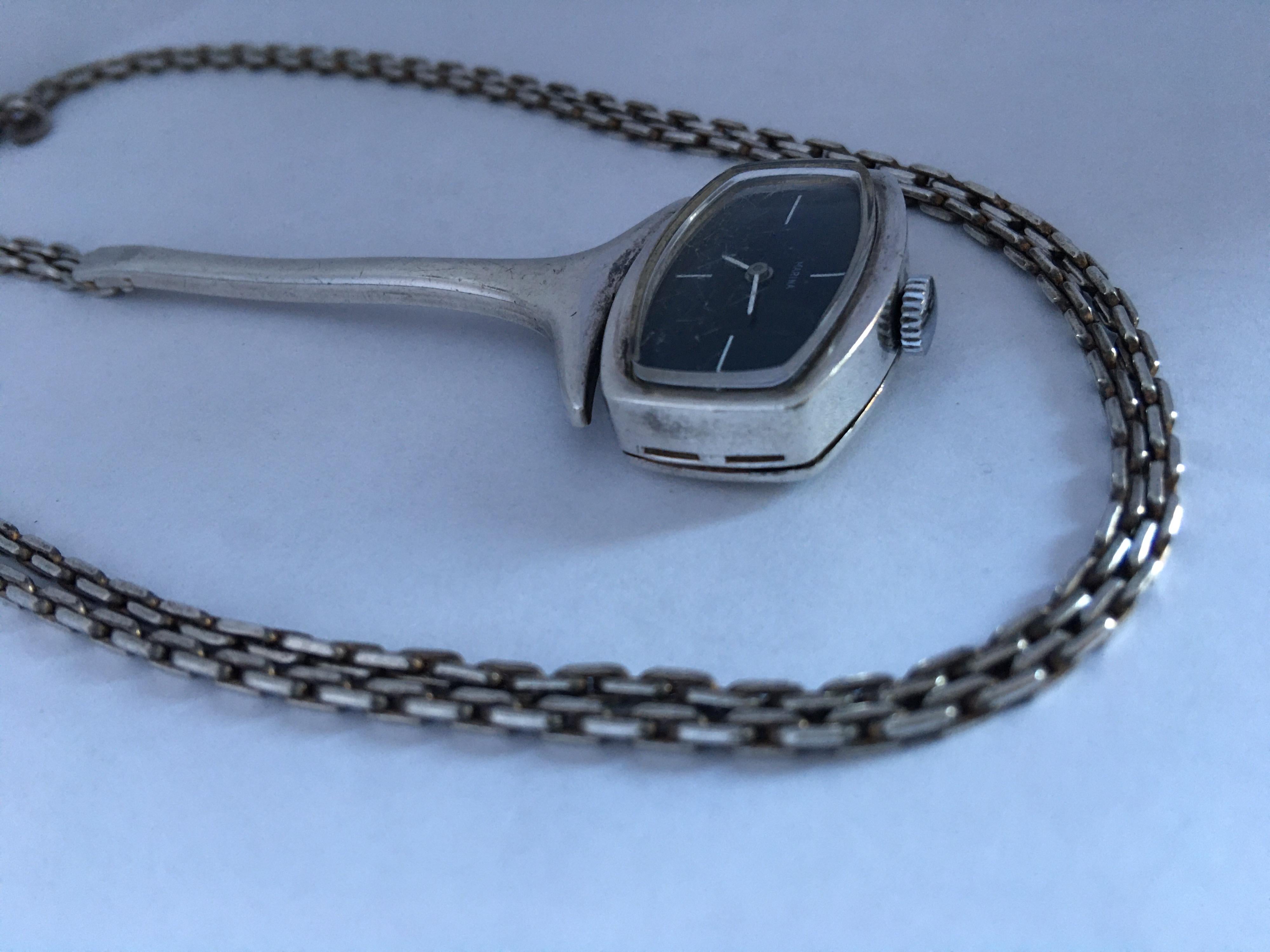 Vintage Silver Manual-Winding Pendant Watch For Sale 3