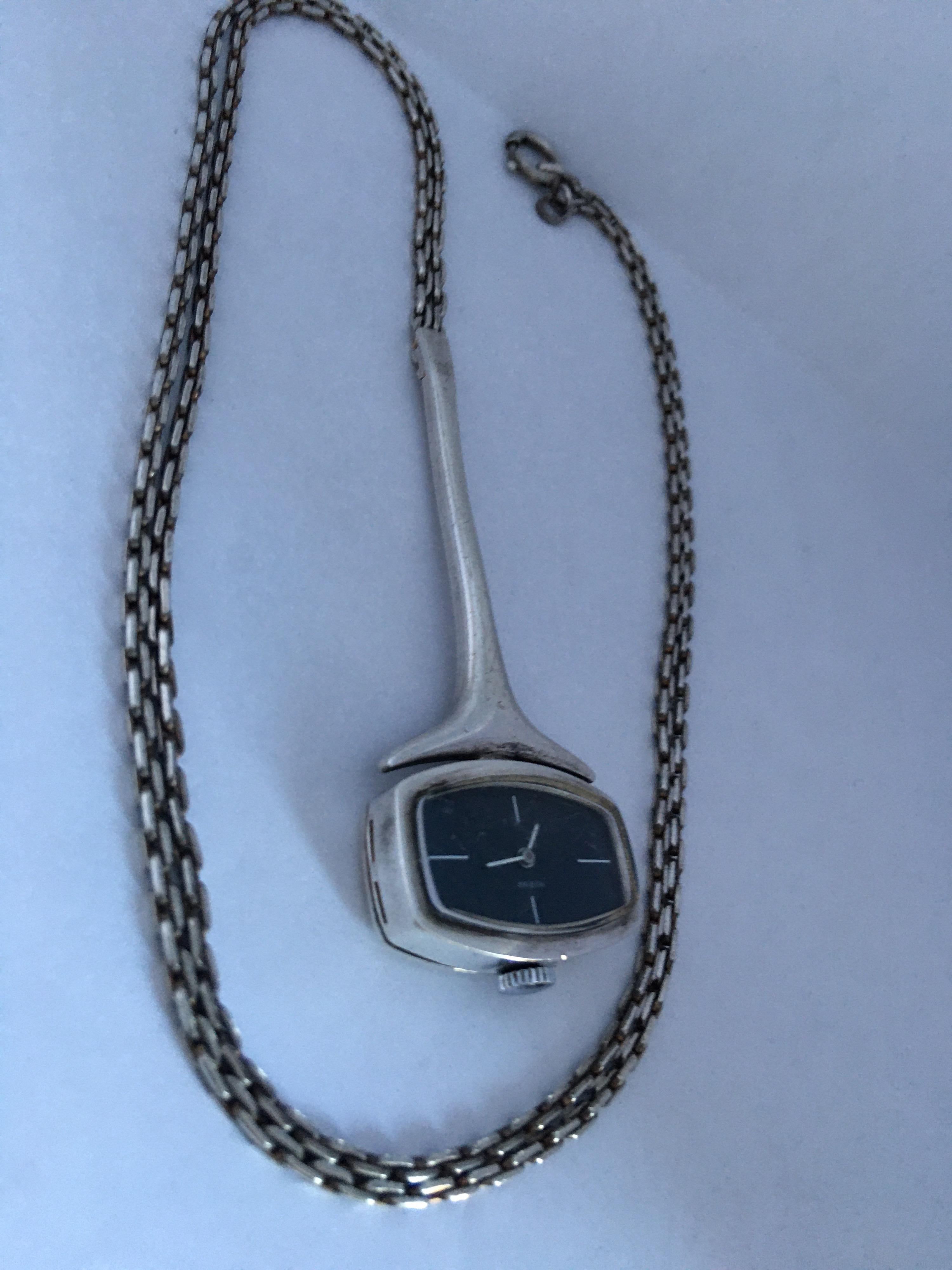 Vintage Silver Manual-Winding Pendant Watch For Sale 4