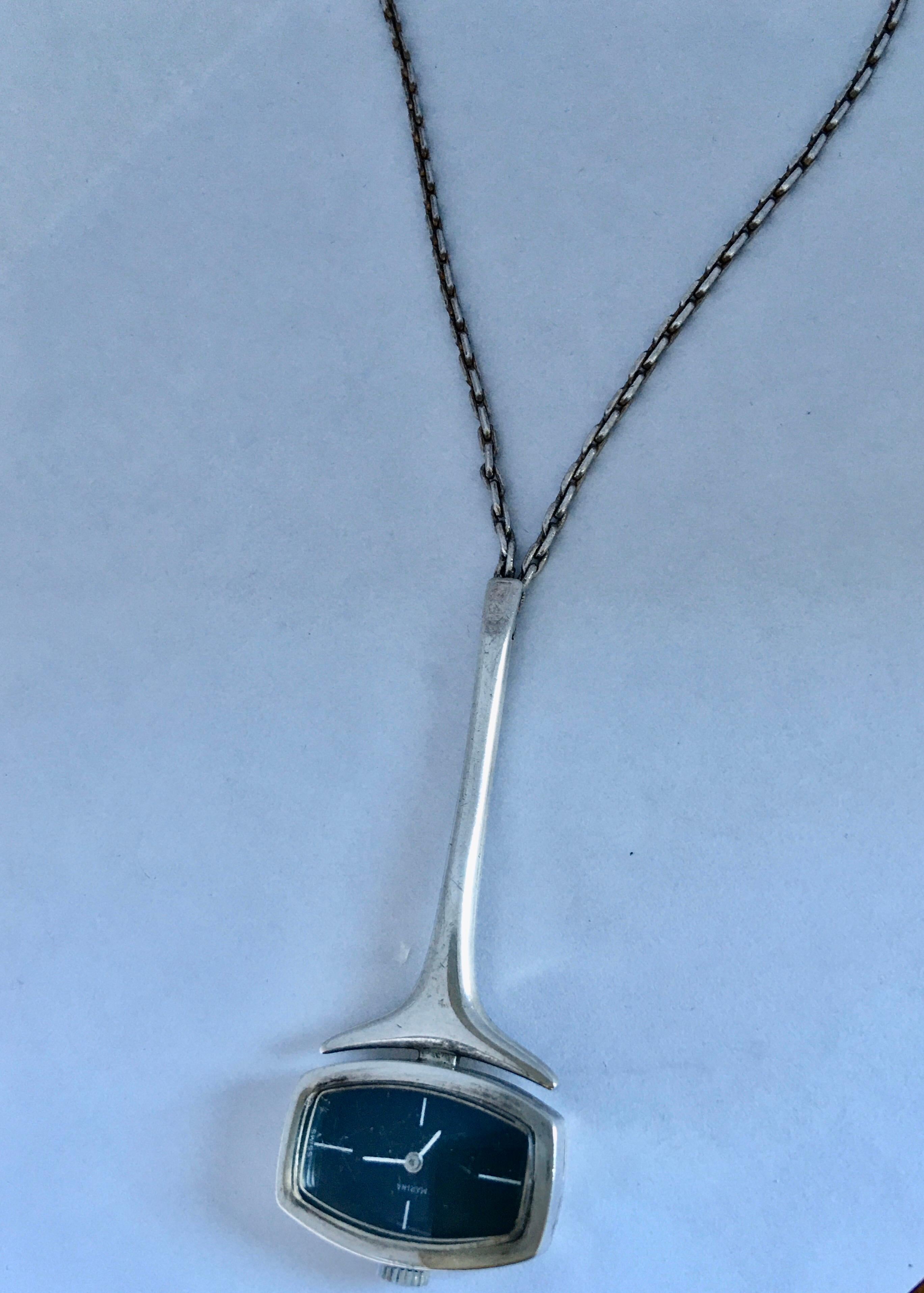 Vintage Silver Manual-Winding Pendant Watch For Sale 6