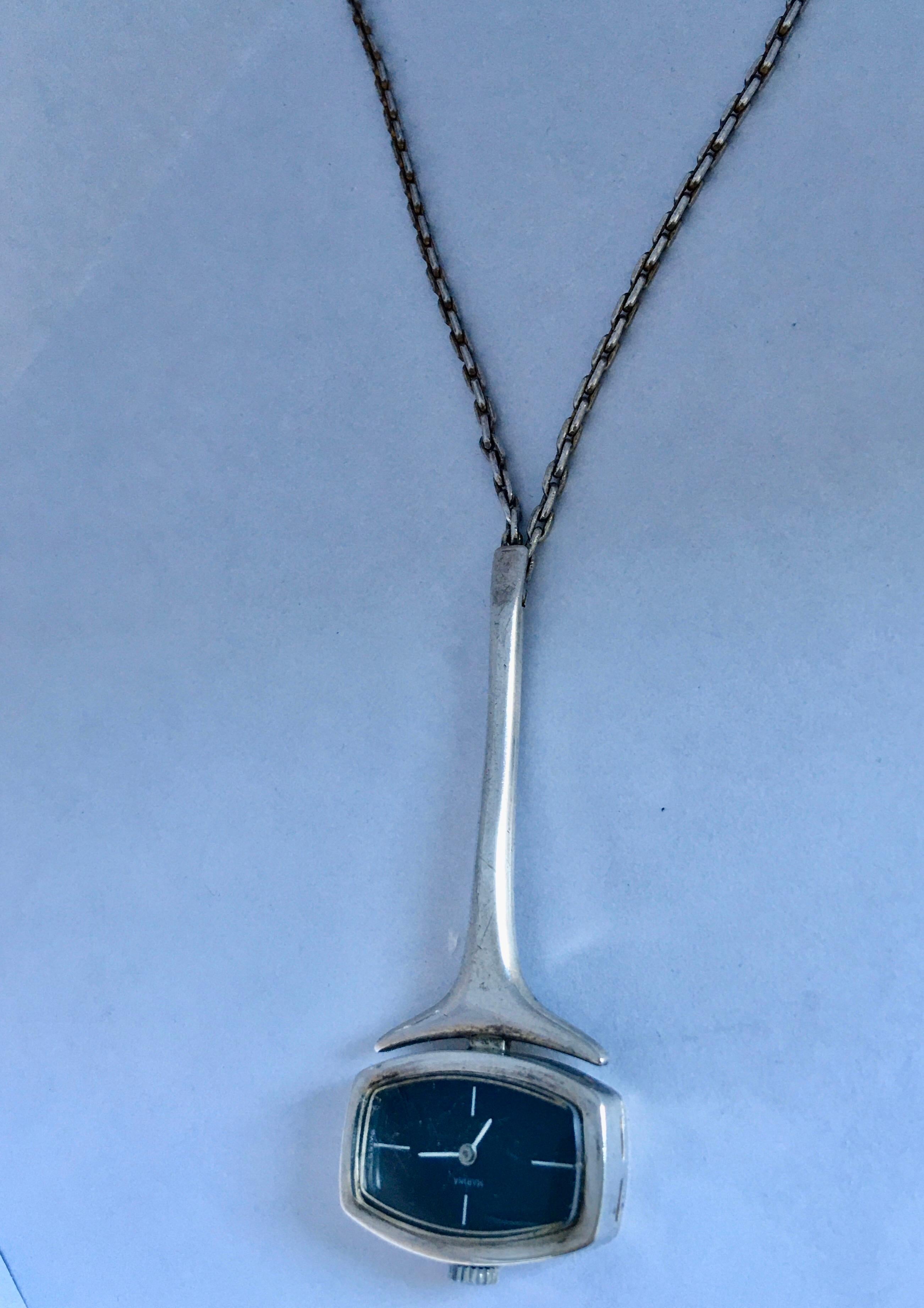 Vintage Silver Manual-Winding Pendant Watch For Sale 7