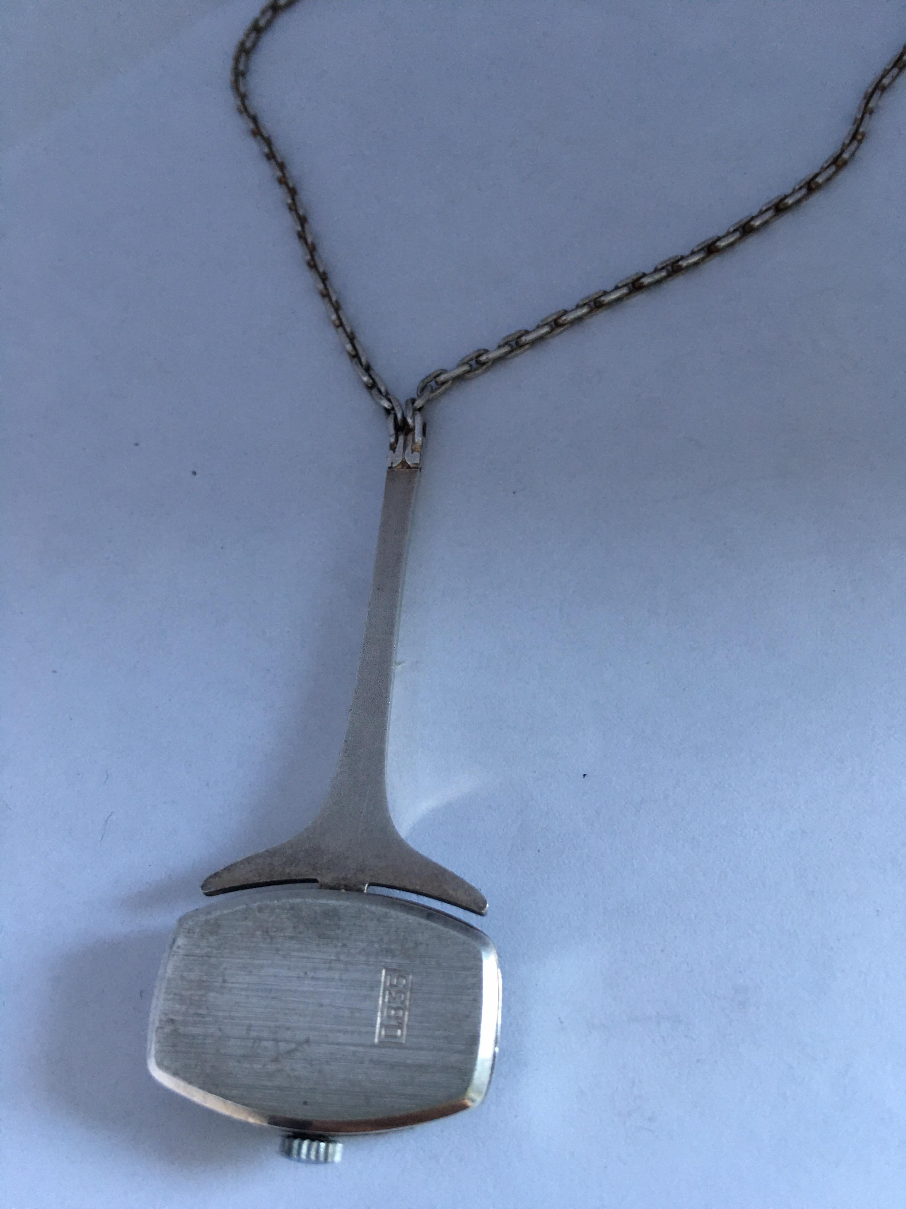 Vintage Silver Manual-Winding Pendant Watch For Sale 8