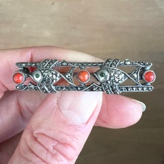 Vintage Silver Marcasite Fish Brooch