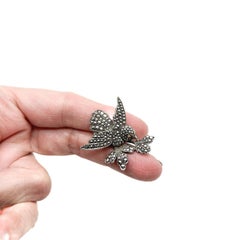 Vintage Silver & Marcasite Swallow Brooch 1940s
