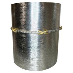 Vintage Silver Metal and Gold Waste Basket Cover by Stylebuilt