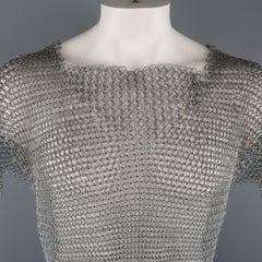 Vintage Silver Tone Metal Link Medieval Chainmail Armor Shirt