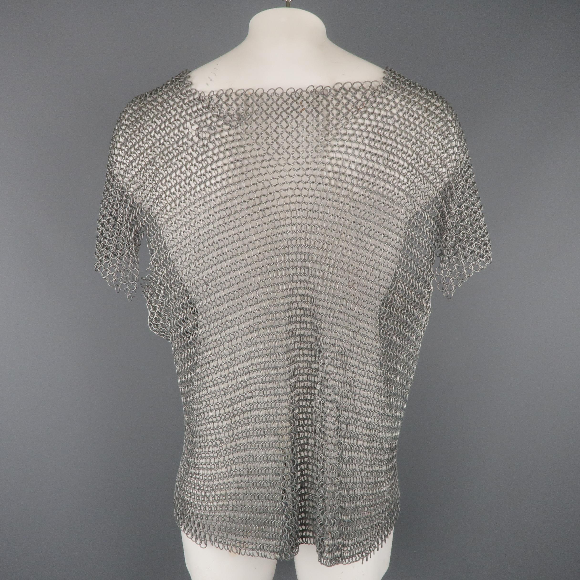 Women's or Men's Vintage Silver Tone Metal Link Medieval Chainmail Armor Shirt