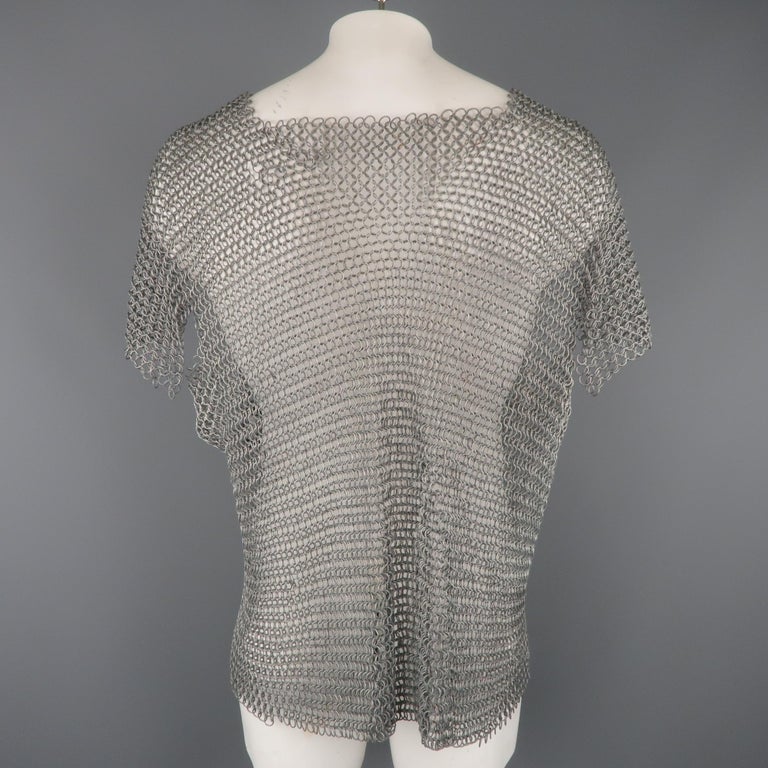 Vintage Silver Metal Link Medieval Chainmail Armor Shirt For Sale at