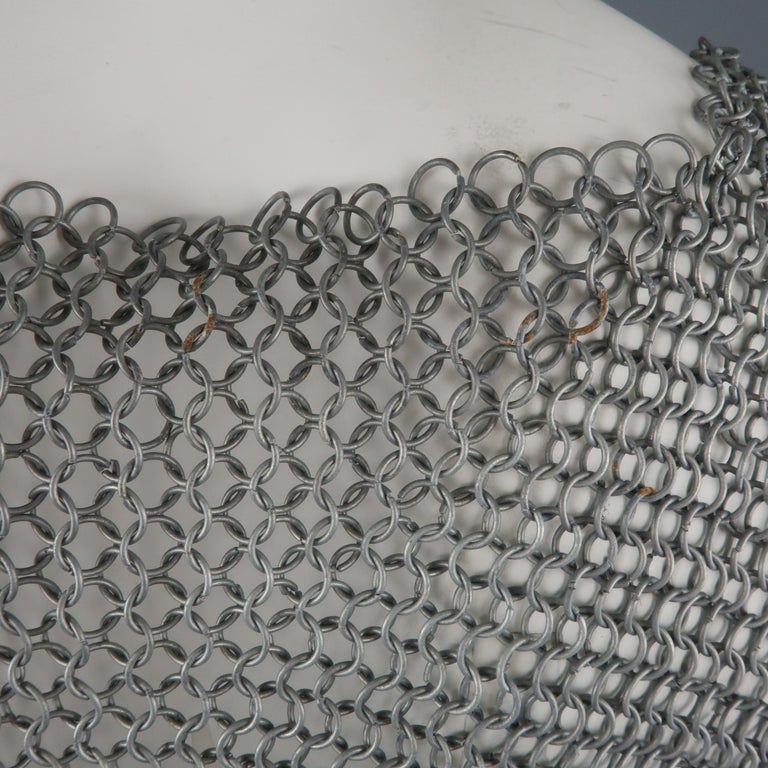 Vintage Silver Metal Link Medieval Chainmail Armor Shirt For Sale at