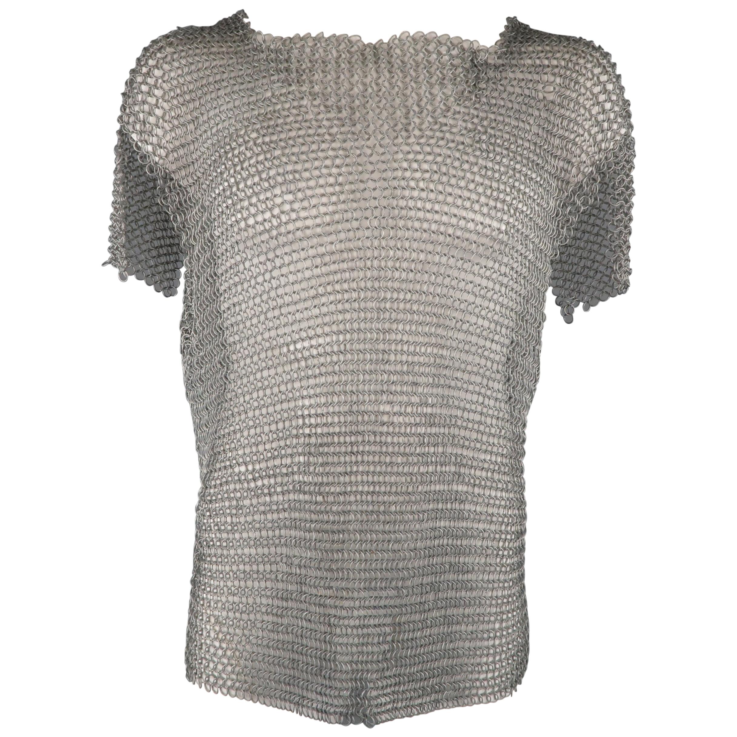 Vintage Silver Tone Metal Link Medieval Chainmail Armor Shirt