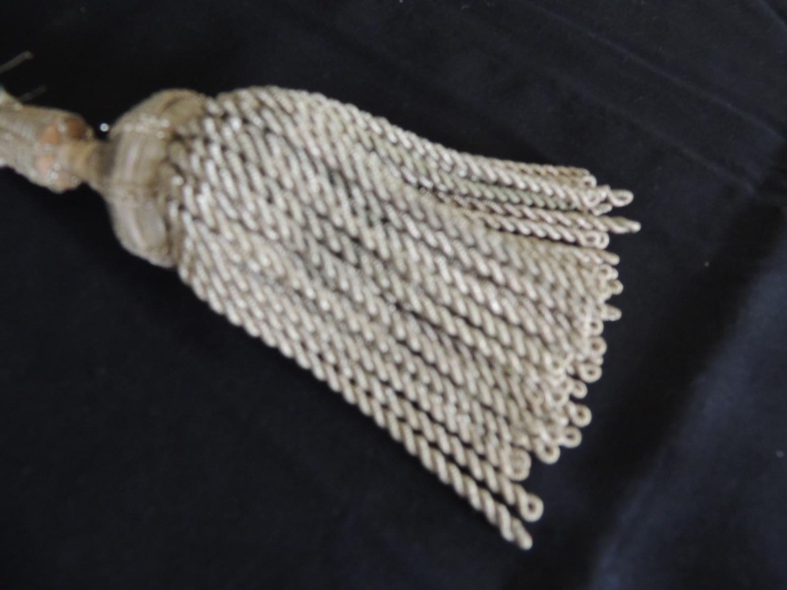 French Vintage Silver Metallic Threads Long Decorative Tassel