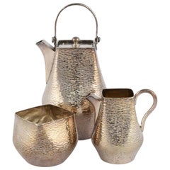 Set da moka d'argento vintage di William Hutton & Sons, Inghilterra, inizio 1900