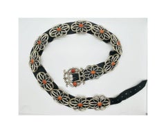 Vintage Silver Native American Concho Coral Belt