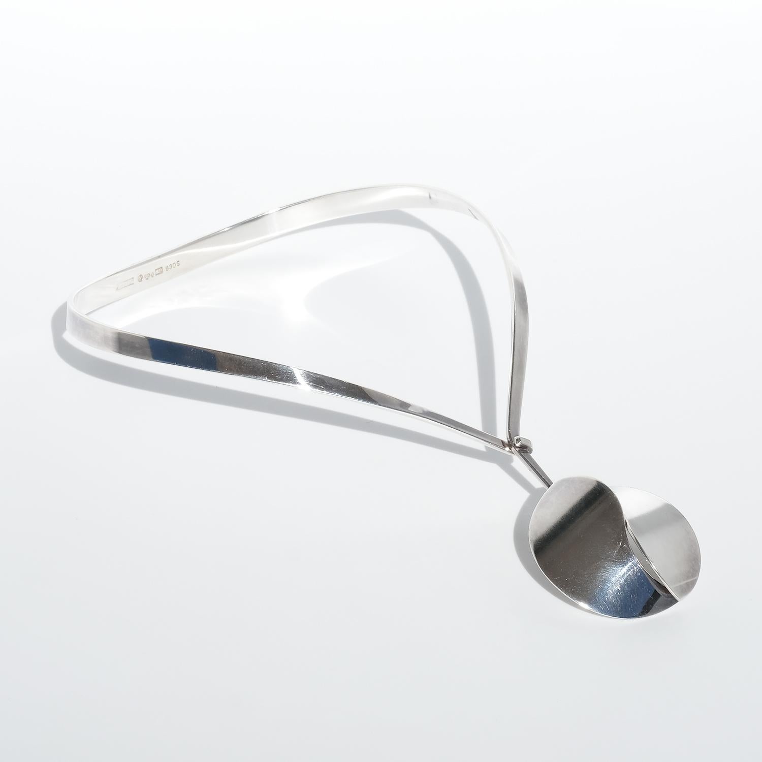 Silberner Halsring im Vintage-Stil von Alton Guldvaru, hergestellt 1974 im Angebot 2
