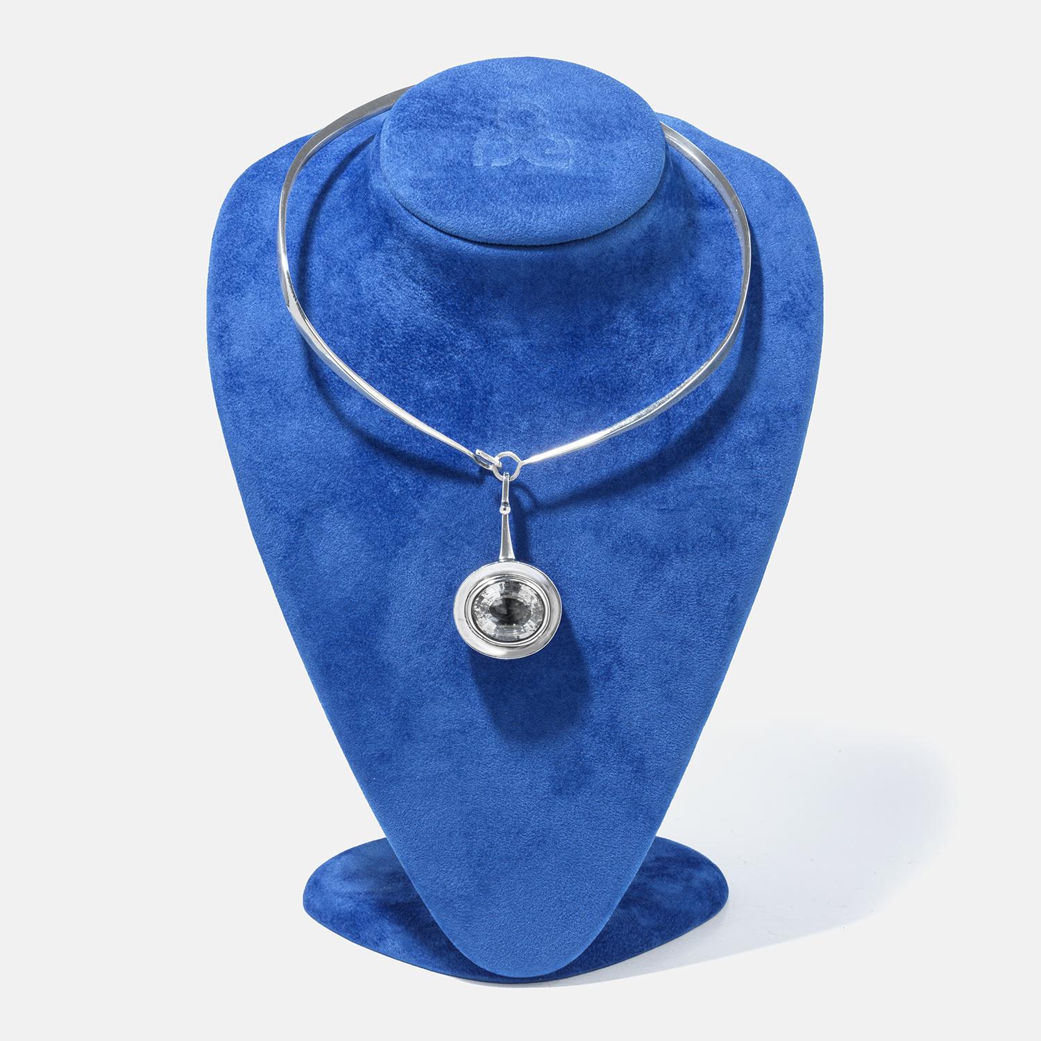 Vintage Silver Neck Ring by Bengt Liljedahl and Pendant by Ove Bohlin Made 1966 For Sale 4