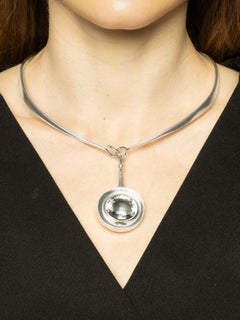 Vintage Silver Neck Ring by Bengt Liljedahl and Pendant by Ove Bohlin Made 1966