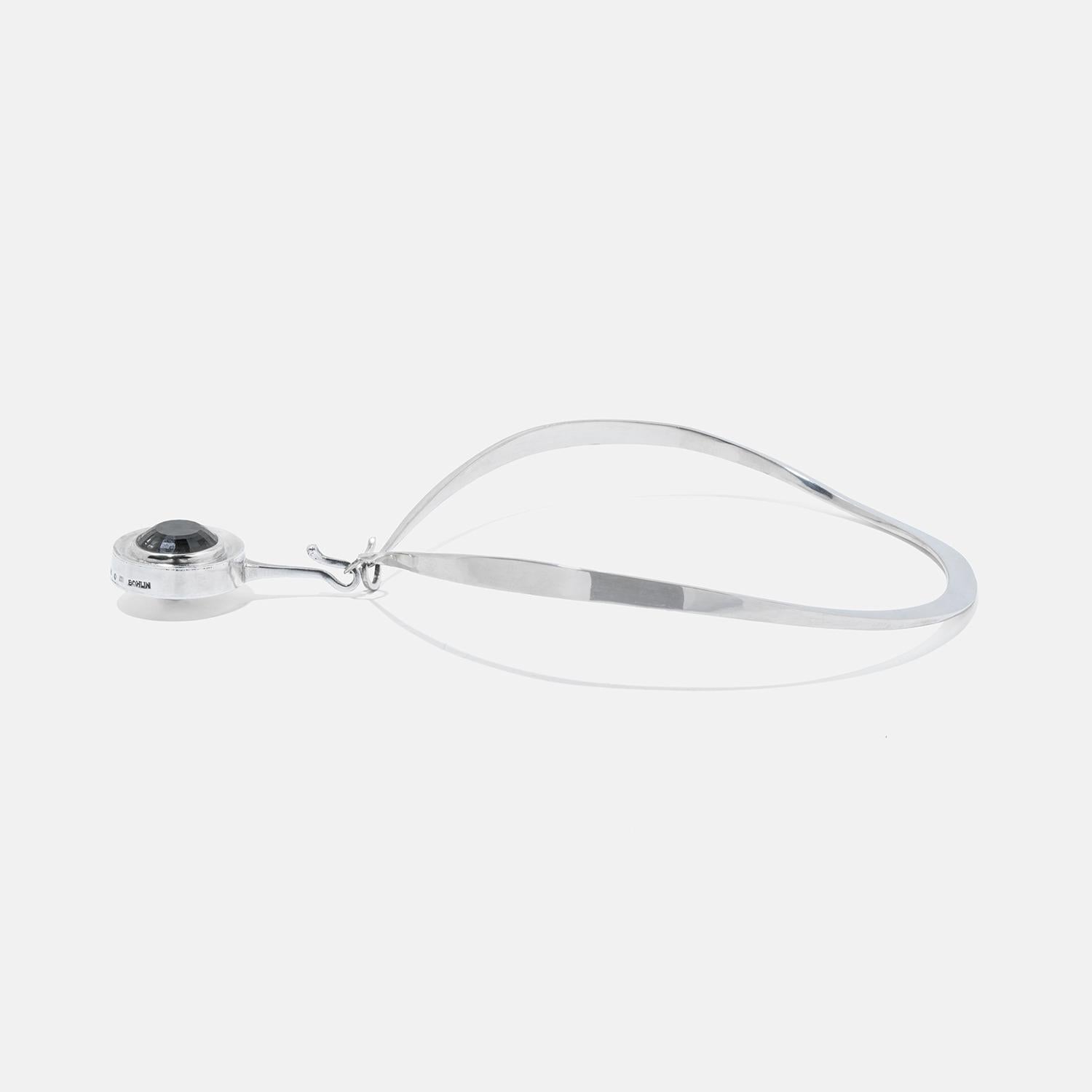 Women's or Men's Vintage Silver Neck Ring by Bengt Liljedahl and Pendant by Ove Bohlin Made 1966 For Sale