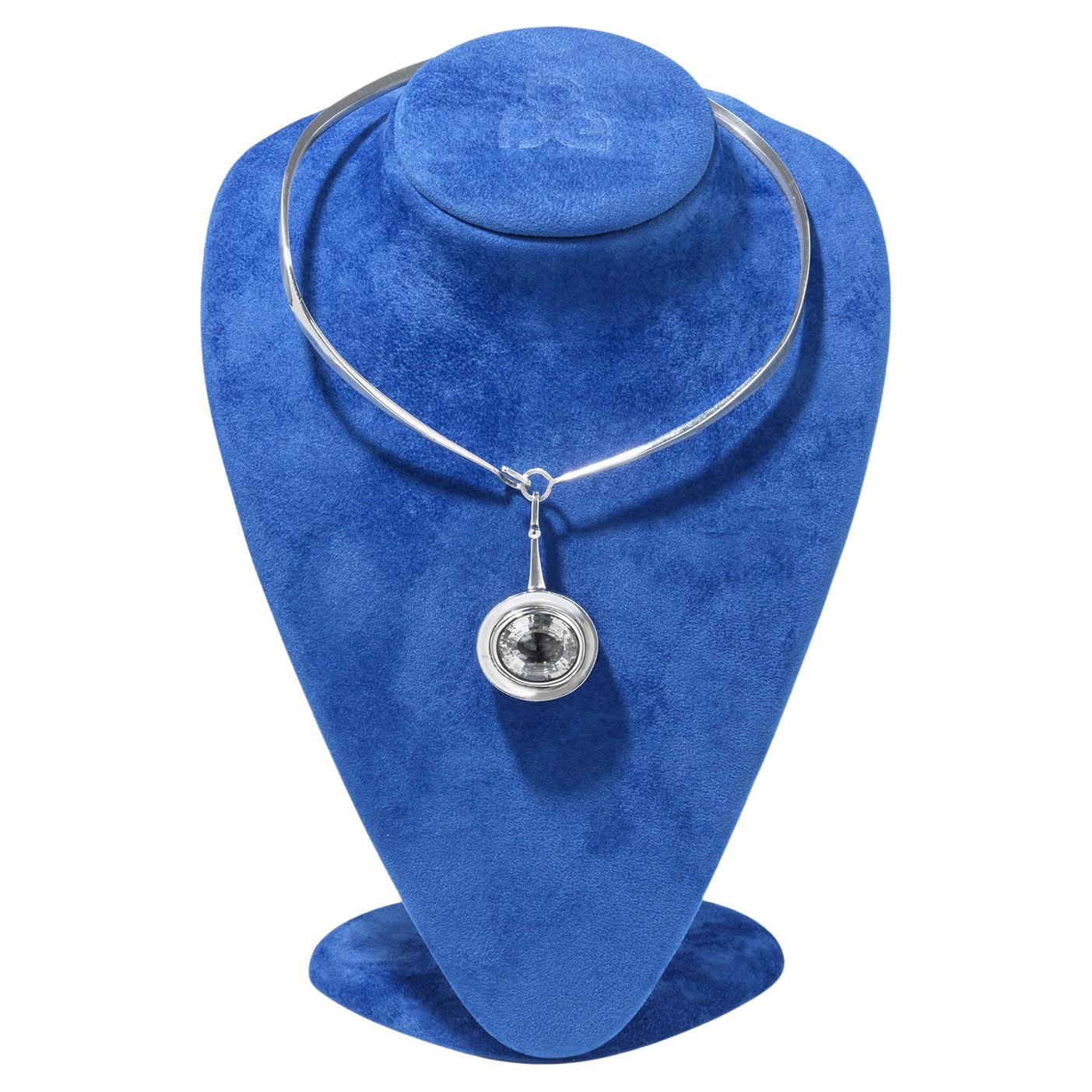 Vintage Silver Neck Ring by Bengt Liljedahl and Pendant by Ove Bohlin Made 1966