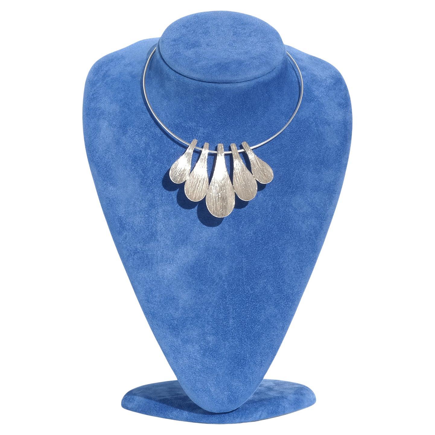 Vintage Silver Neck Ring with Pendant by Ateljé Stigbert Made 1973