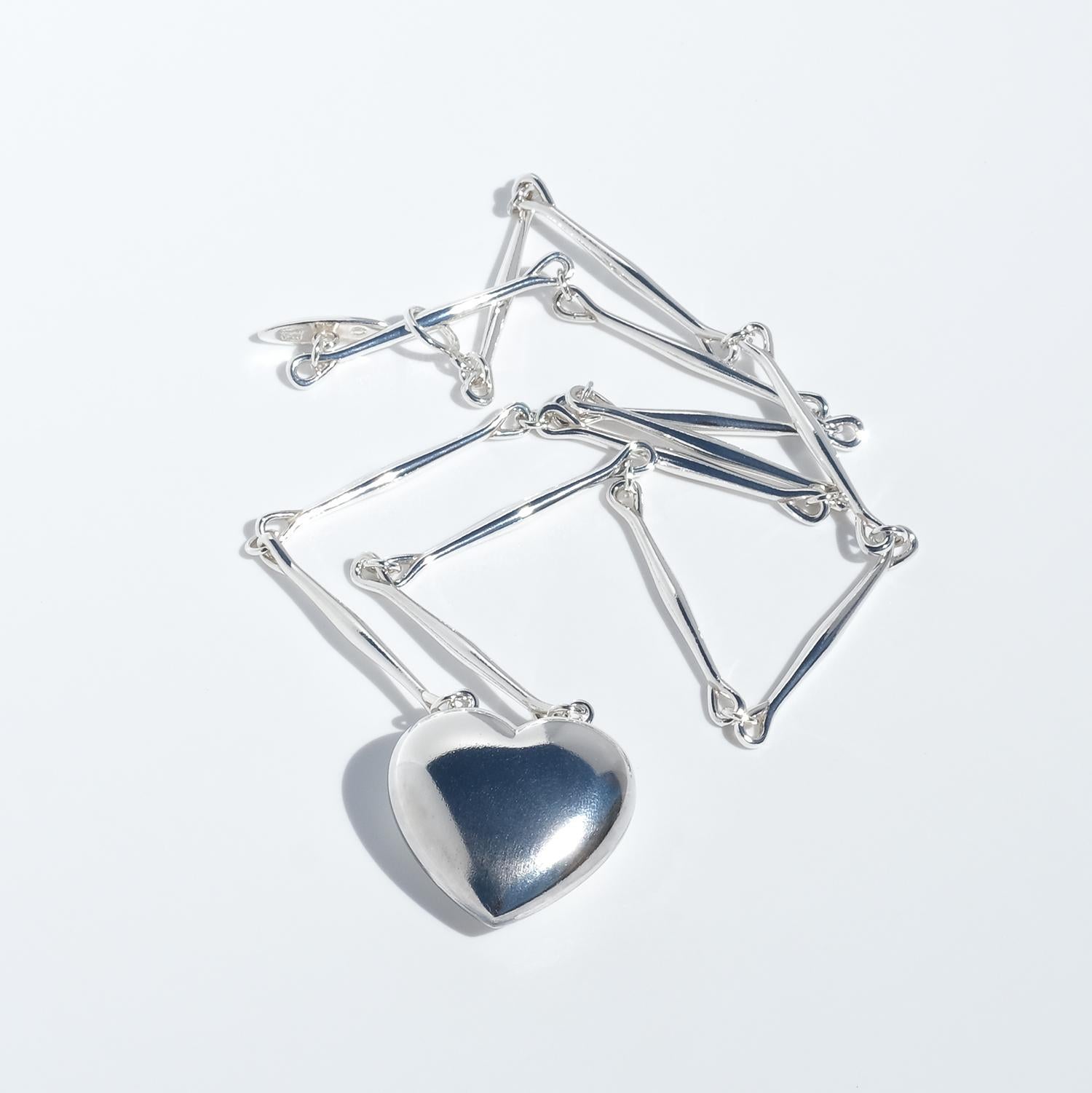 Vintage Silver Necklace by Georg Jensen In Good Condition For Sale In Stockholm, SE