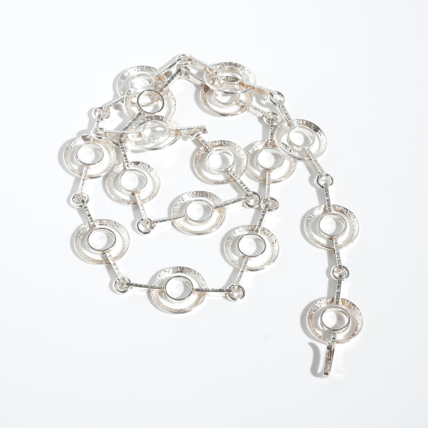 Vintage Silver Necklace by Noko Etsuko Made 1976 In Good Condition For Sale In Stockholm, SE