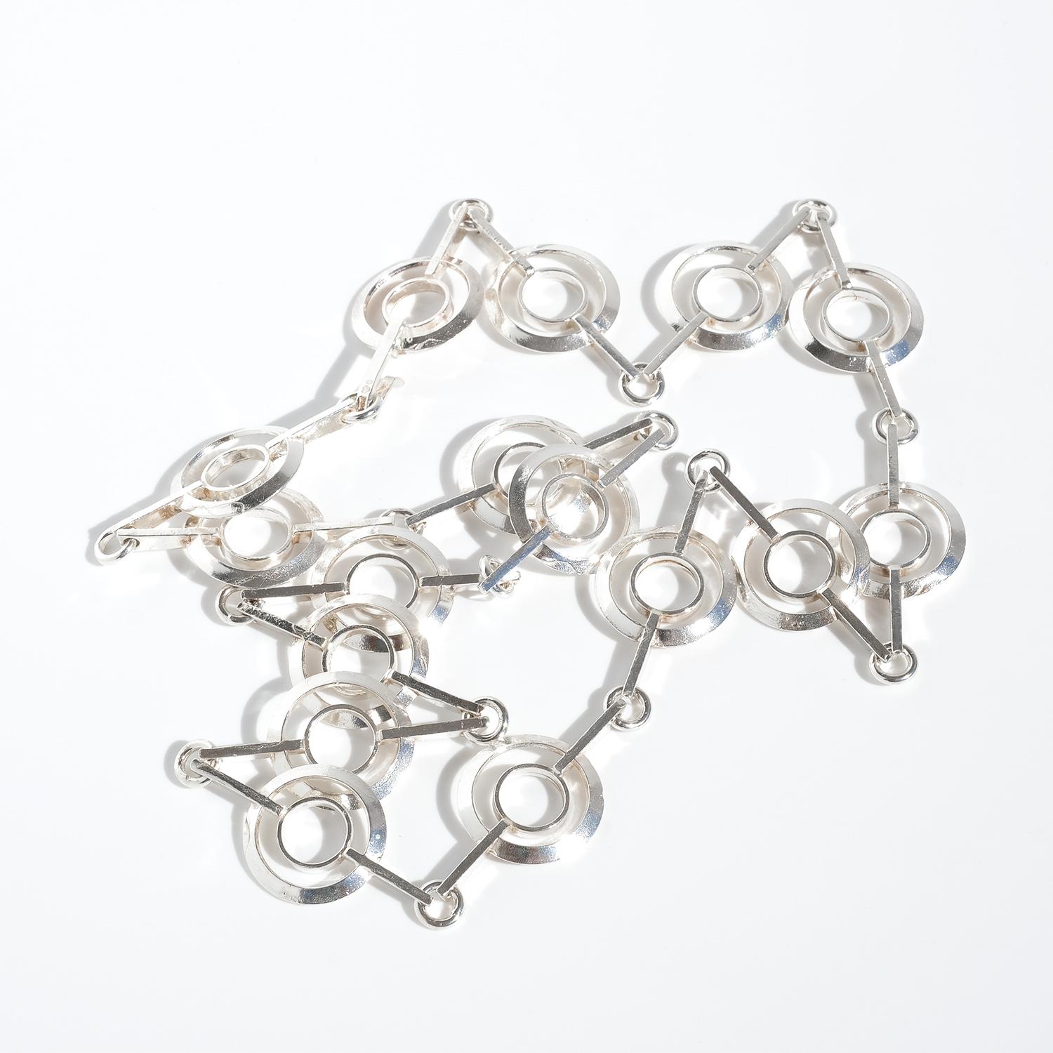 Women's or Men's Vintage Silver Necklace by Noko Etsuko Made 1976 For Sale