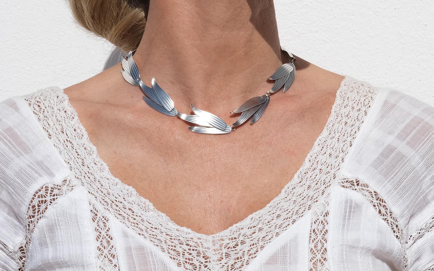 Vintage silver necklace made 1945 by Ateljé Stigbert. For Sale 2