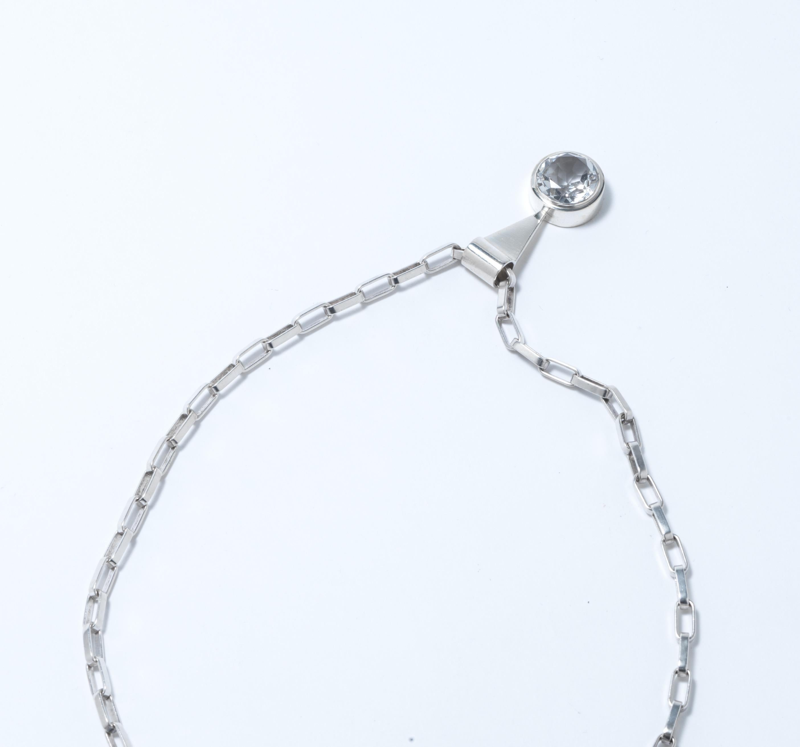 Brilliant Cut Vintage silver necklace made by Swedish master Anders Högberg 1968 For Sale