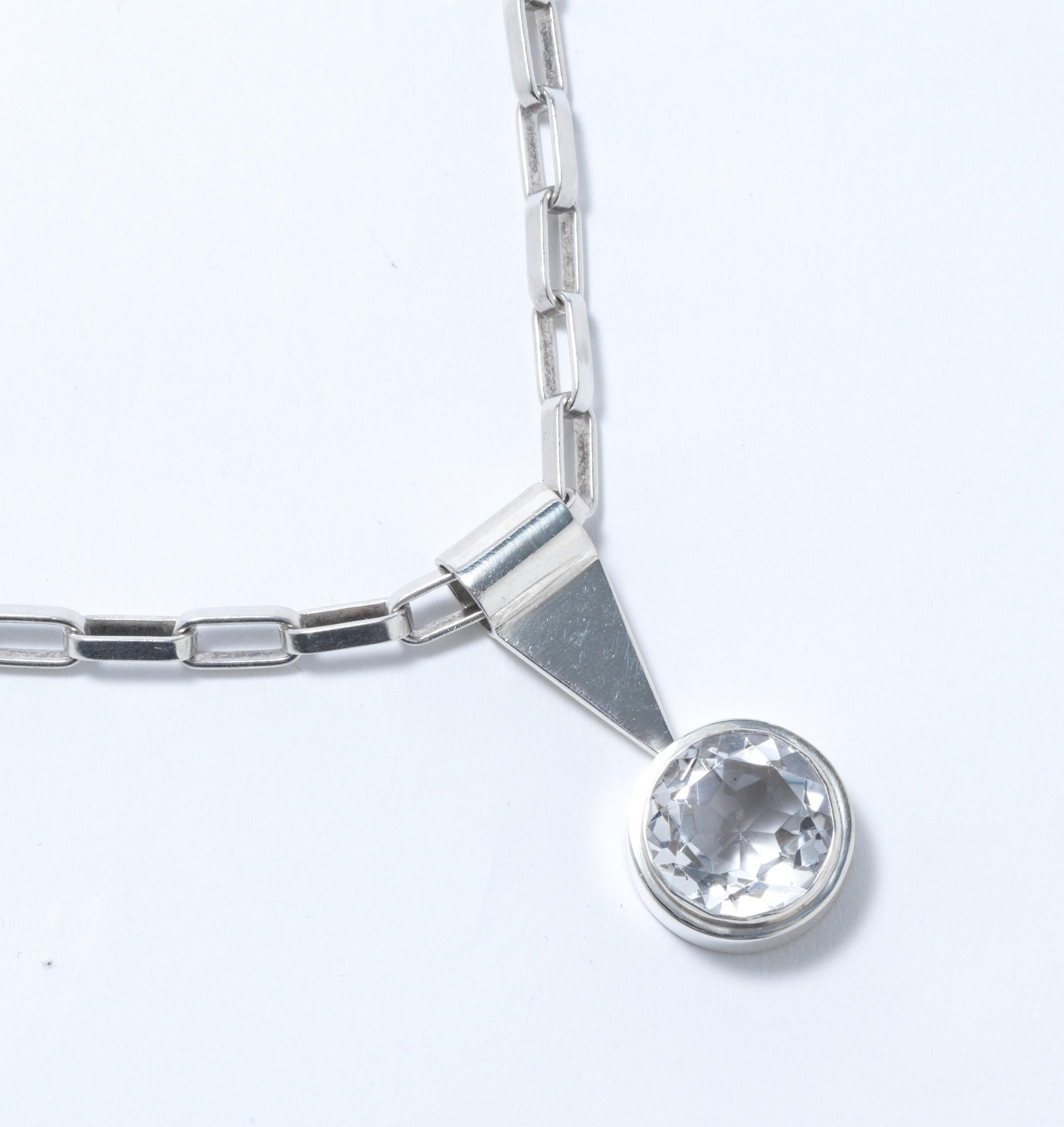 Women's or Men's Vintage silver necklace made by Swedish master Anders Högberg 1968 For Sale