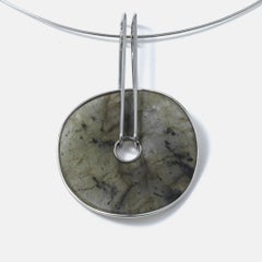 Vintage silver necklace with circular Labradorit made 1998.