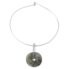 Retro silver necklace with circular Labradorit made 1998.