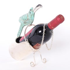 Vintage Silver on Copper Wine Caddy in the Style of Los Castillo