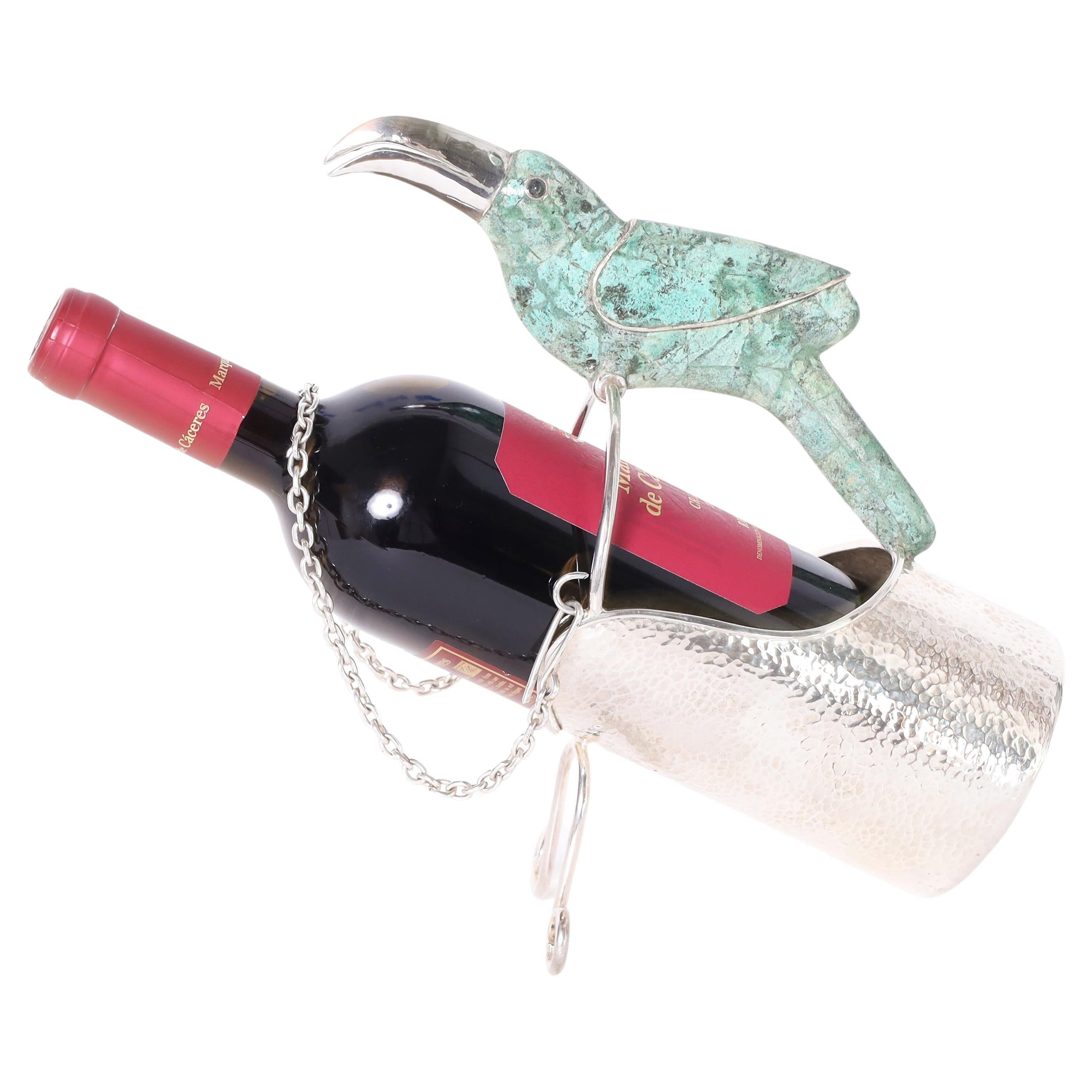 Cántaro de vino vintage de plata sobre cobre al estilo de Los Castillos en venta