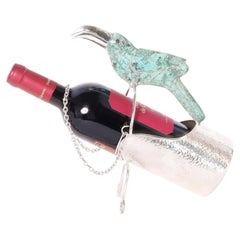 Cántaro de vino vintage de plata sobre cobre al estilo de Los Castillos