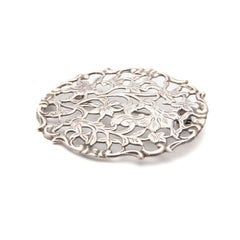 Vintage Silver Openwork Art Nouveau Style Floral Brooch