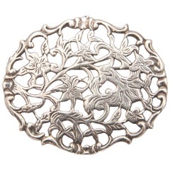 Vintage Silver Openwork Art Nouveau Style Floral Brooch