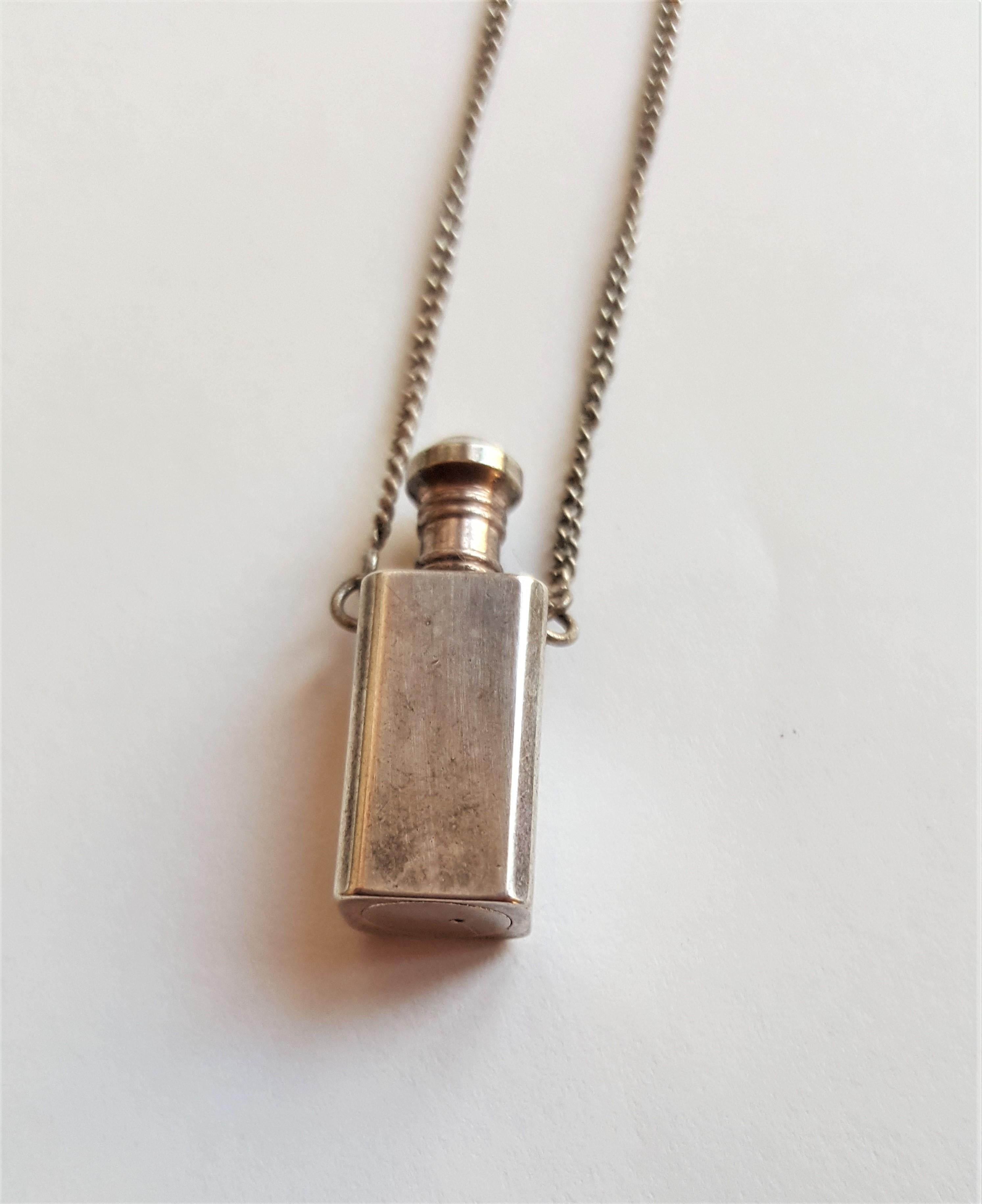 antique silver perfume bottle necklace
