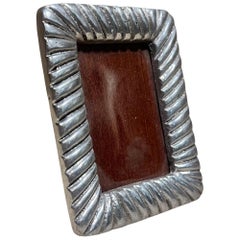 Cadre photo vintage argenté en bois d'aluminium