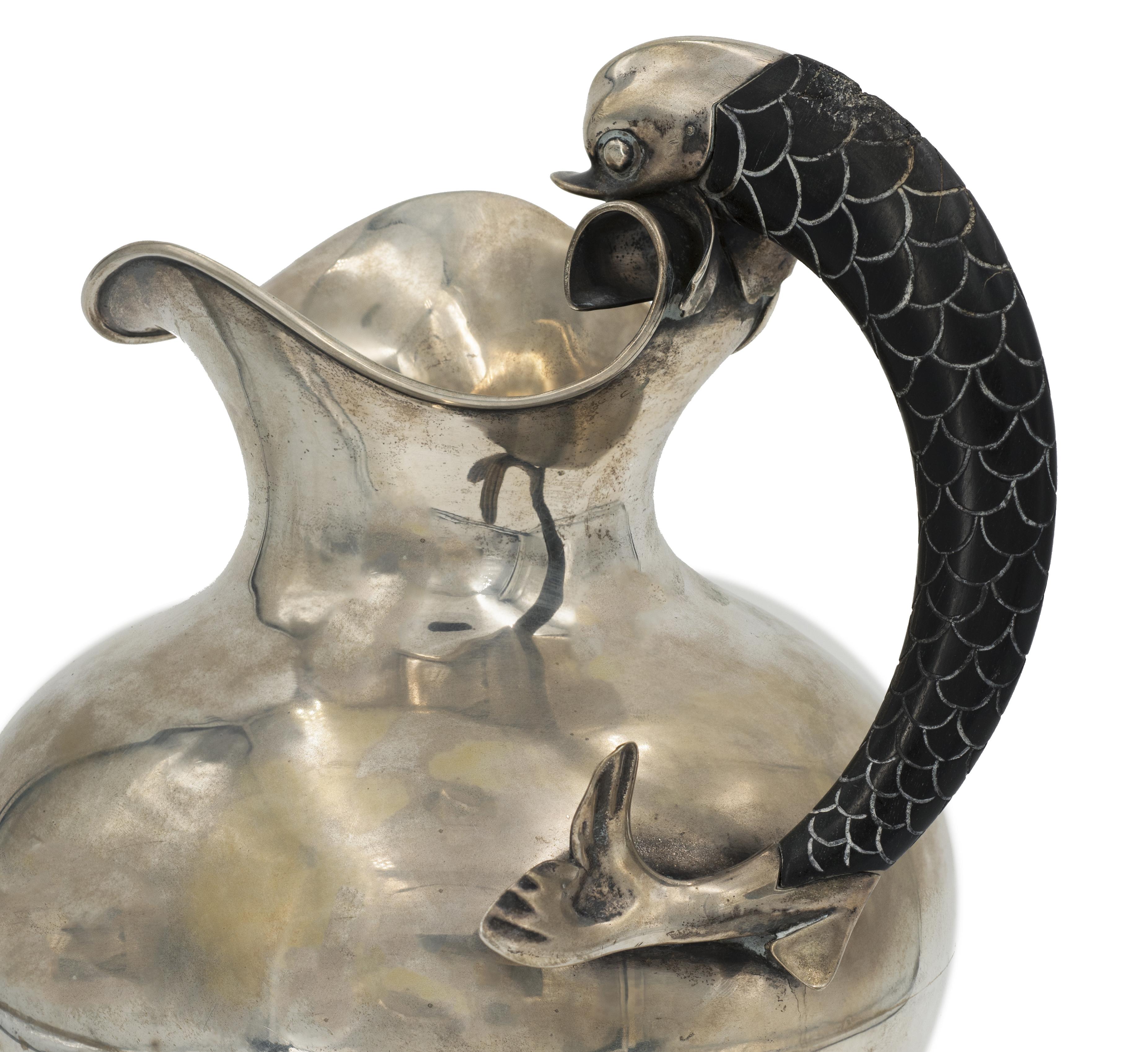 Italian Vintage Silver Pitcher by Pasquale and Mariano Alignani, 1920-1940 For Sale