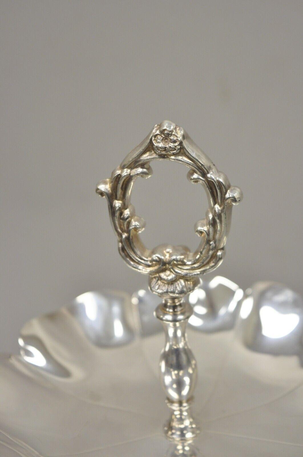 Regency Vintage Silver Plate 2 Tier Scalloped Edge Candy Dish Display Stand