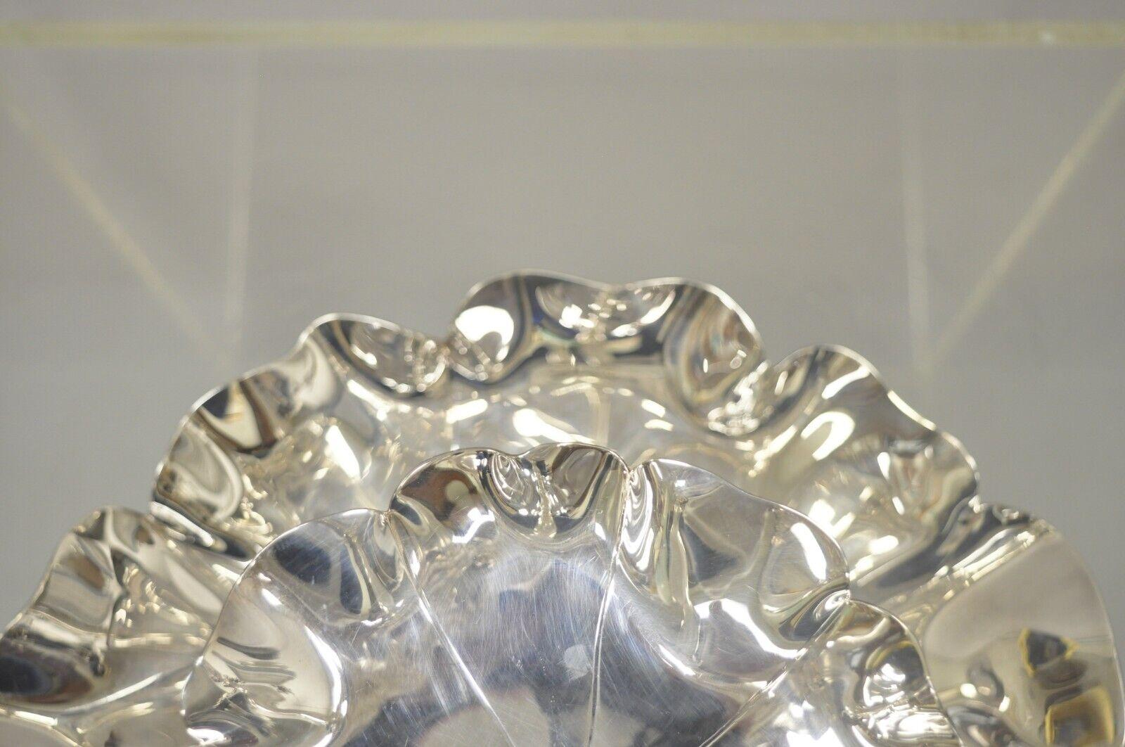 20th Century Vintage Silver Plate 2 Tier Scalloped Edge Candy Dish Display Stand