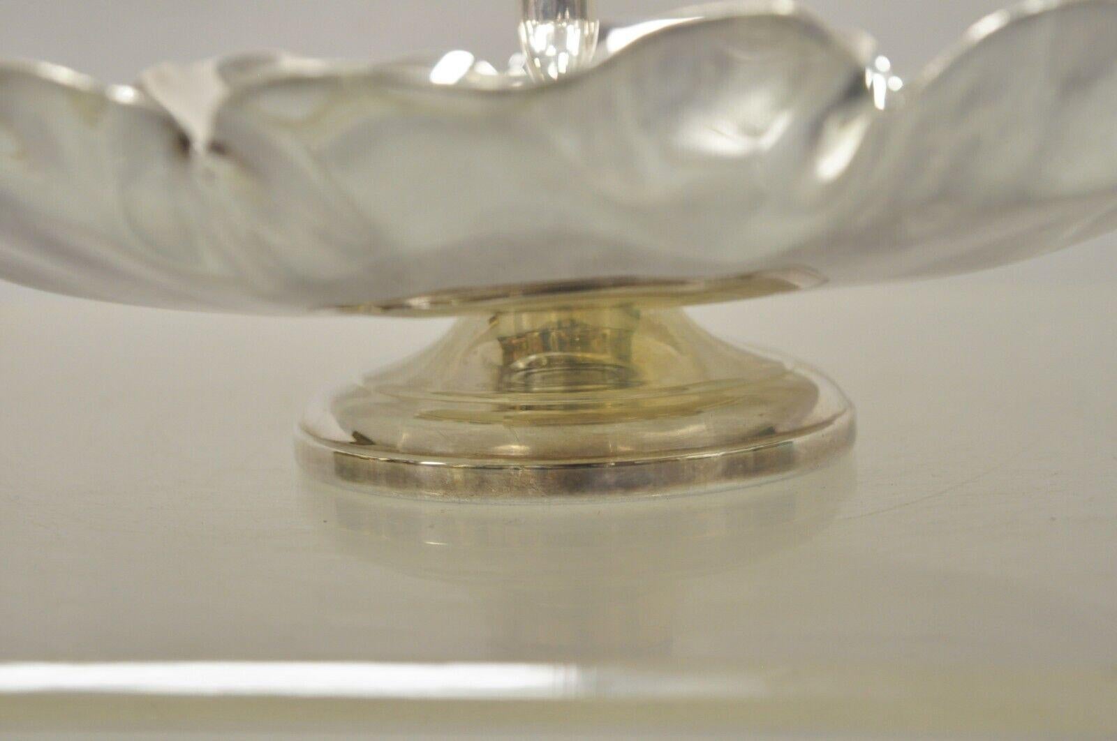 Vintage Silver Plate 2 Tier Scalloped Edge Candy Dish Display Stand 1