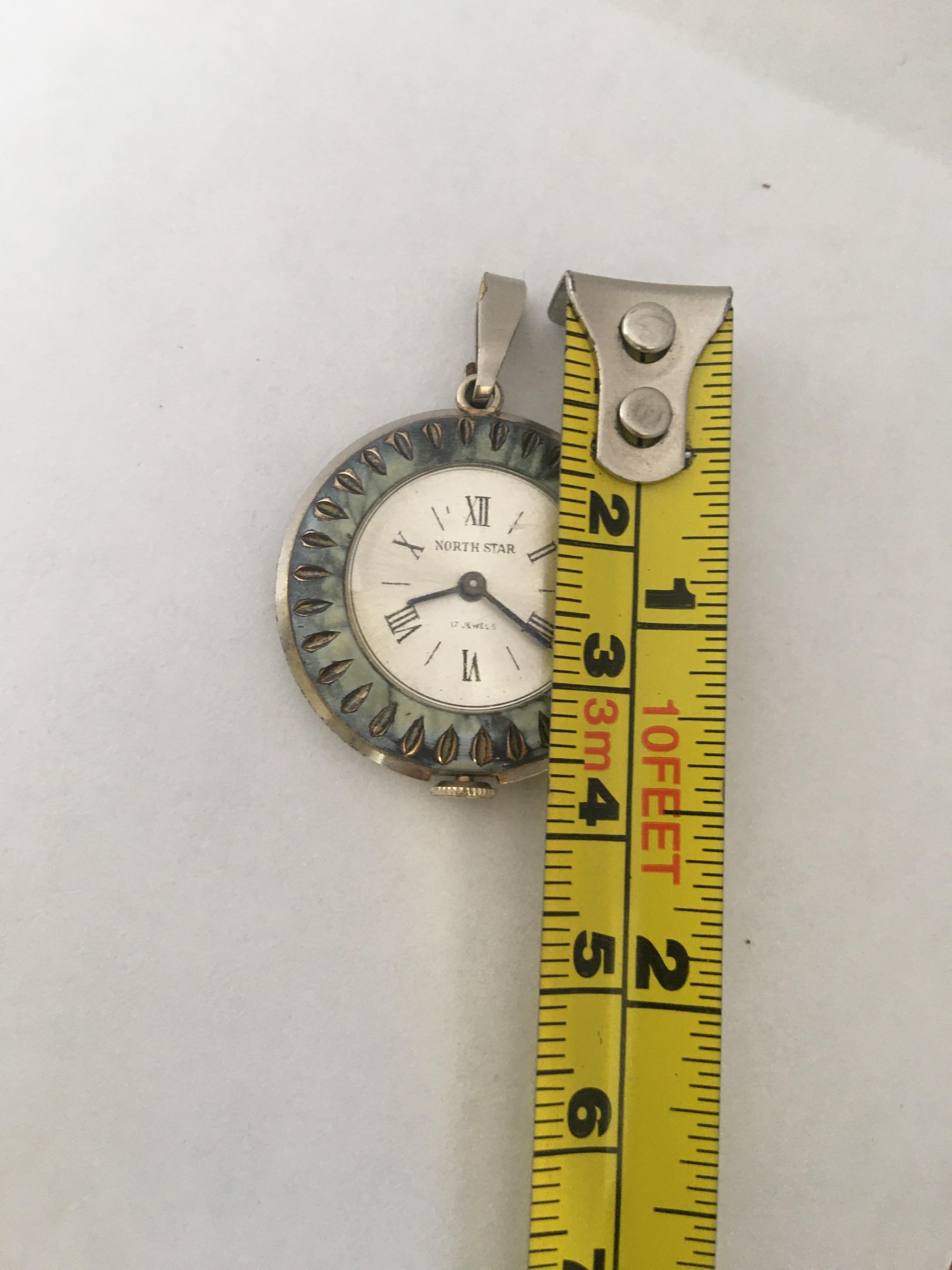 Vintage Silver Plate and Enamel Mechanical Pendant Watch 2