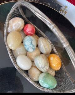 Vintage Silver Plate Korb der italienischen Marmor-Eier