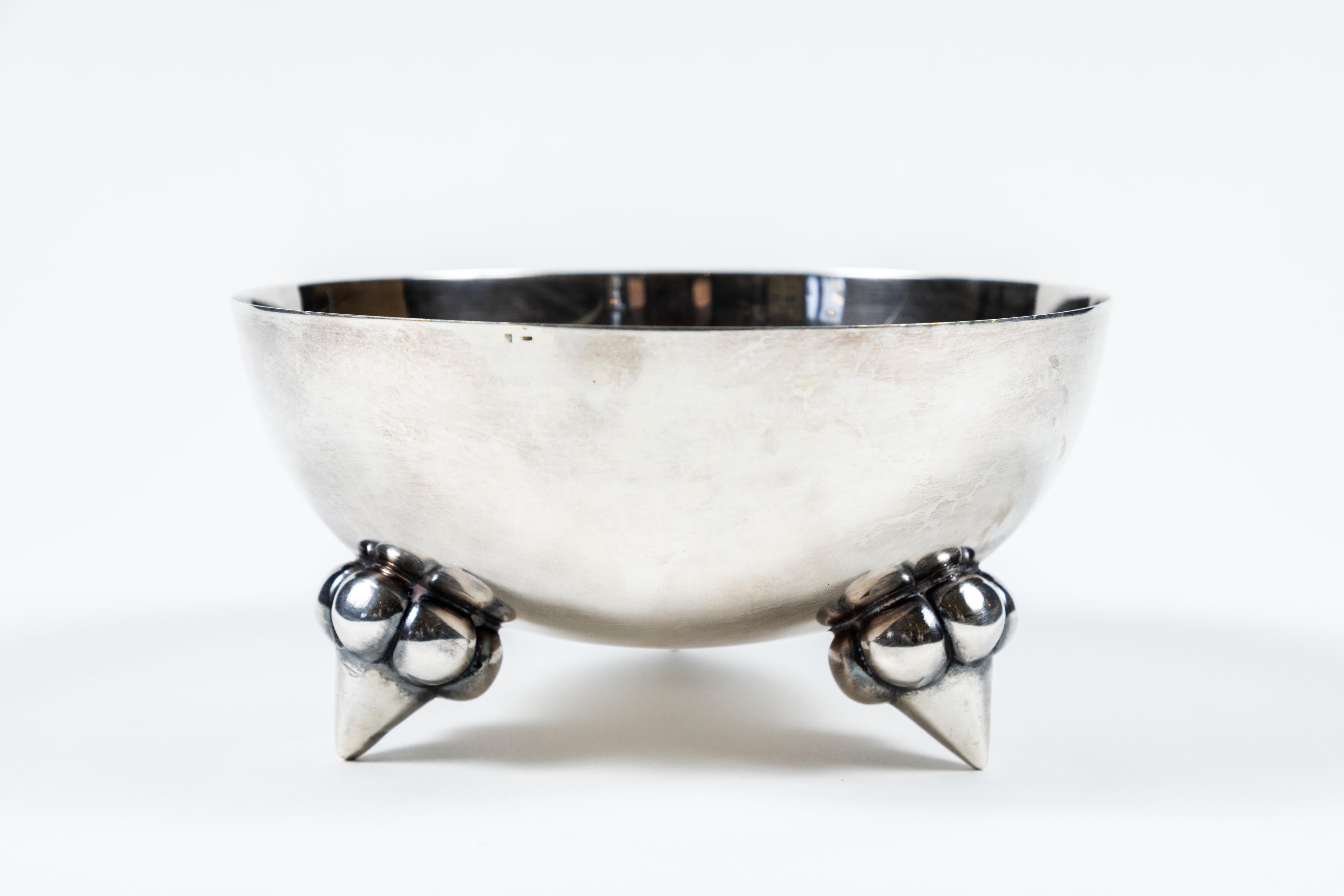French Vintage Silver Plate Bowl w/ Highly Stylized Feet, France