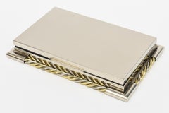 Vintage Silver Plate, Brass and Ebonized Wood Hinged Box Italian