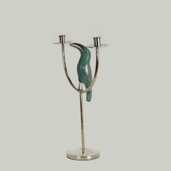 Vintage Silver Plate Candelabra with Toucan by Emilia Castillo