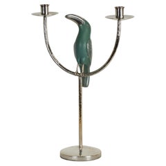 Vintage Silver Plate Candelabra with Toucan by Emilia Castillo